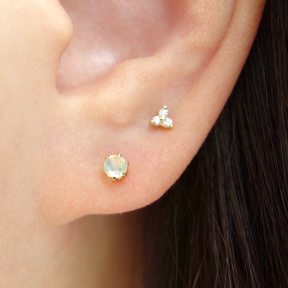 3mm genuine opal stud earrings 14k GF - Picture 6 of 12